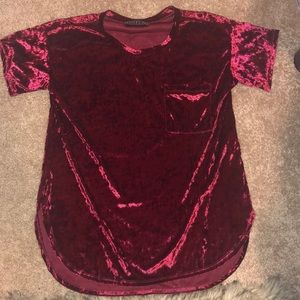 Crushed velvet burgundy top